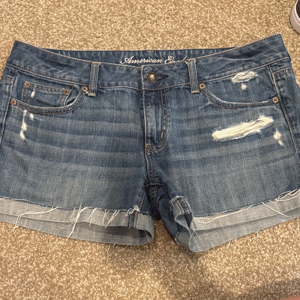 American Eagle Outfitters Distressed Blue Jean Shorts